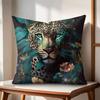 Leopard Kranz Kunst Kissenbezug Natürlicher Leinen Bio-Stoff Beidseitiger Druck Sofakissenbezüge Heimdeko Geschenk