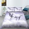 Lenjerie de pat de lux 3D Pat dublu de o persoană Față de pernă și husă de pilota de dimensiune completă 2 sau 3 imprimeuri de animale lup sau cai Decorare confortabilă a casei