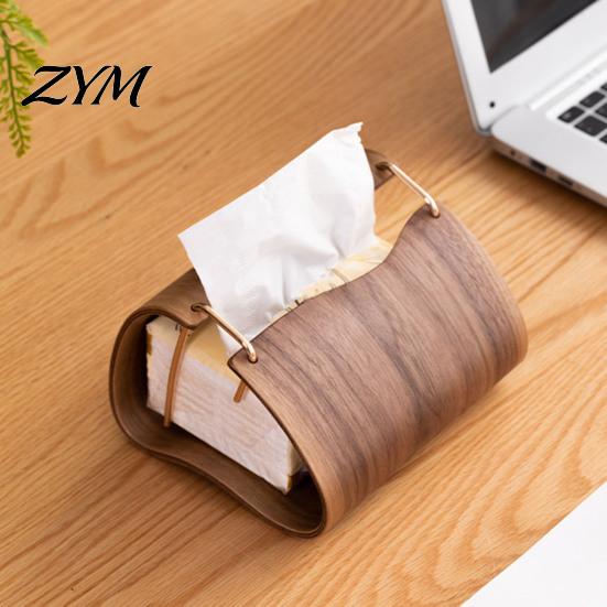 Sturdy Storage Box Wooden Tissue Holder, Rectangular Decorative Paper Napkin Dispenser, Compact Dispenser Organizer, for Office Desk Home Decor