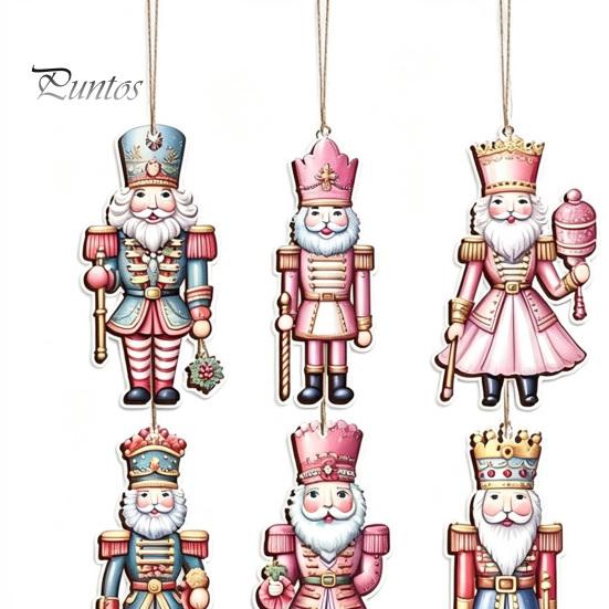 Christmas Tree Hanging Nutcracker Ornaments for Tree, Wooden Soldier Exquisite Photo Props Decoration, 2D Flat Pendants Xmas Holiday Party Decor