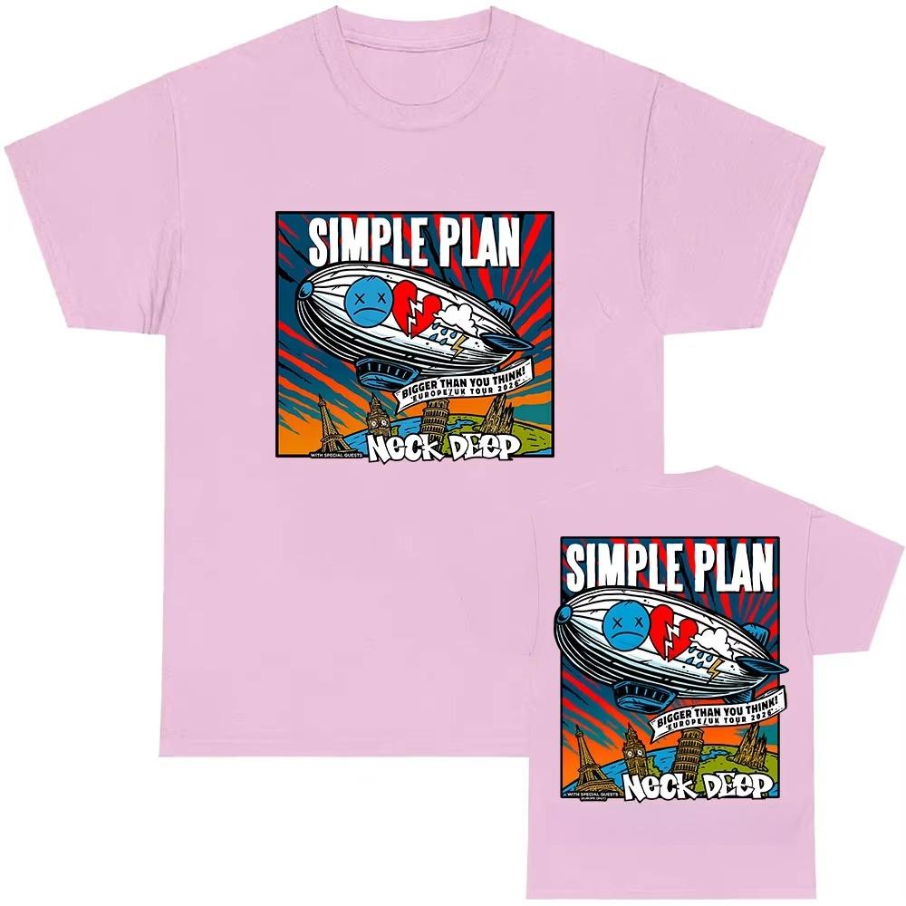 

Bigger Than You Think Tour 2026 Tshirt Simple Plan Band Heavy Unisextal Tshirts Cotton Summer Unisex Streetwear Short Sleeve Tee S