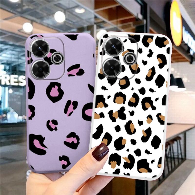 Weiche Silikonhülle mit Leopardenmuster für iPhone Xiaomi Redmi Note 13 14T 15 Samsung A55 A35 M35 S24 FE Huawei Honor Kamera-Schutzhülle mit stoßfester Abdeckung