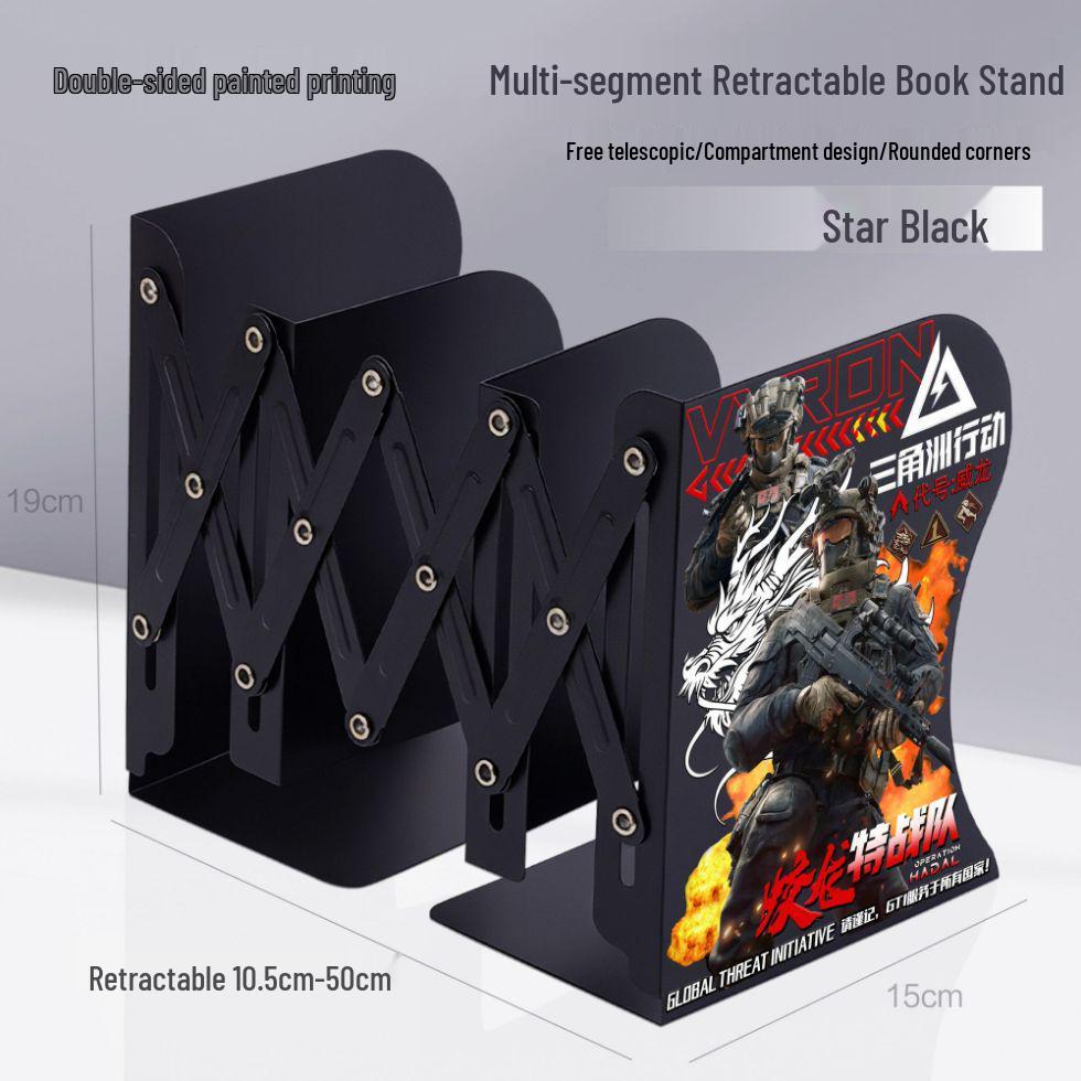 

Delta Red Wolf Retractable Desktop Organizer: Expandable Book Stand & Thick Book Clip Thickened Metal Retractable Bookshelf