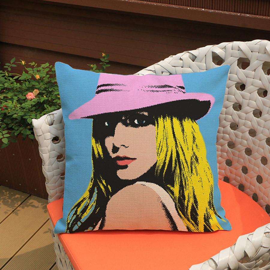 Modern Pop Art Girl Lips Printing Sofa Decoration Cushion Cover Cotton Linen Car Chair Throw Pillows Case Almofadas 45X45Cm