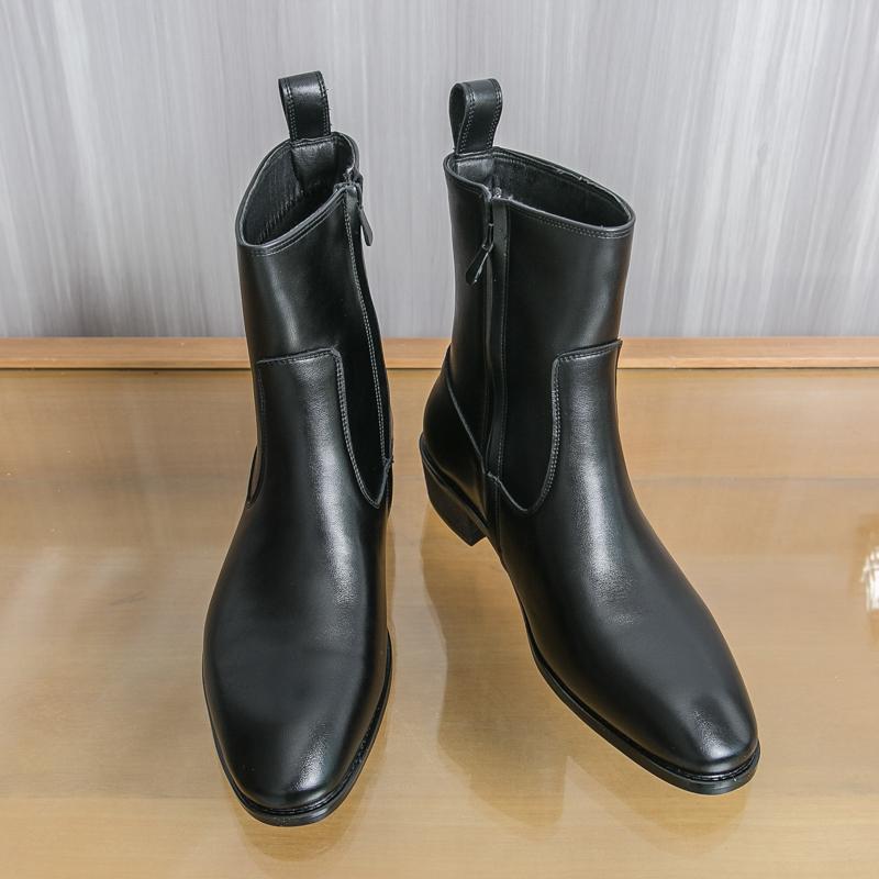 Fashion Fashionable New Men's Pointed Brushed Color Side Zipper High Top Boots British Men's Comfortable Anti Slip Chelsea Outdoor Boots