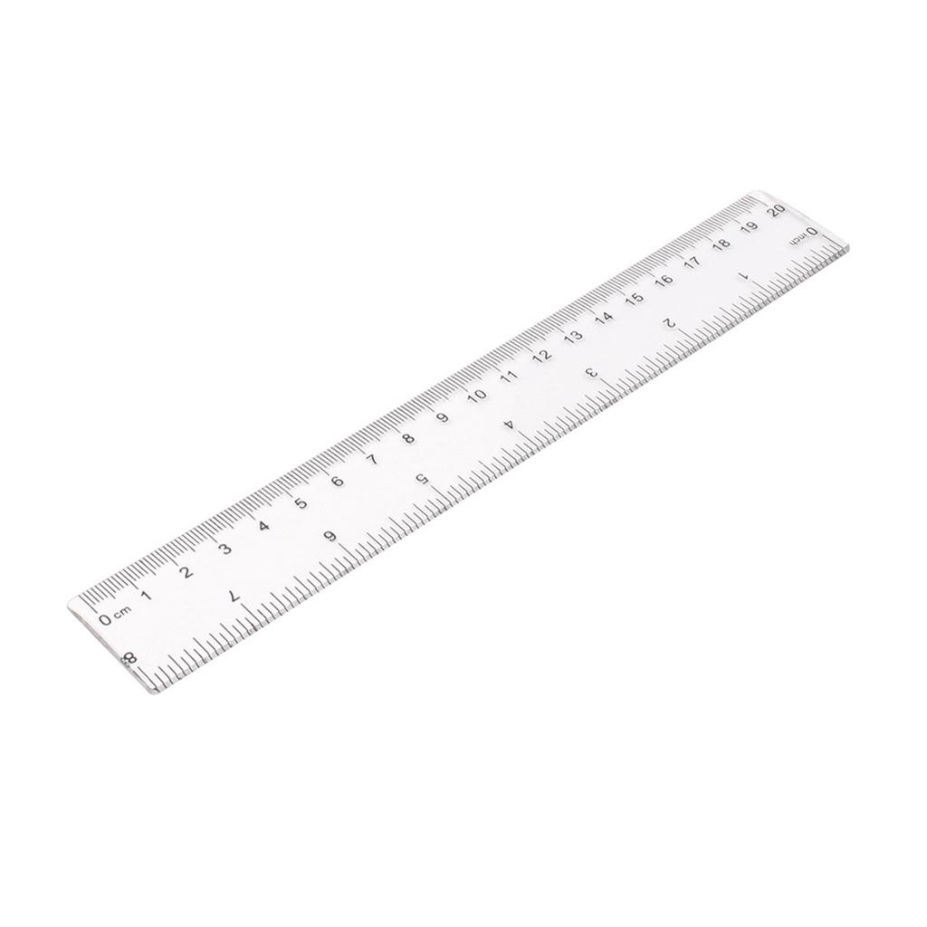 20cm 8 Inch Clear Plastic Ruler, Straight Ruler Measuring Tool with Easy-to-Read Scale, for Students, Schools, Stationery Supplies