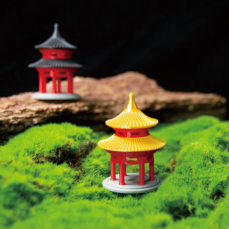 Chinese Pagoda Domed Pavilion Statue Ancient Building Model Japanese Decoration Miniature Rockery Aquarium Bonsai Ornament