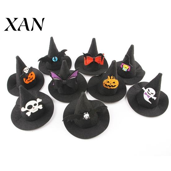 Animal Theme Party Decor Pet Halloween Witch Hat, Bows/Pumpkins Decor, Adjustable Felt Cosplay Headgear for Dogs Costume Accessory, Lightweight