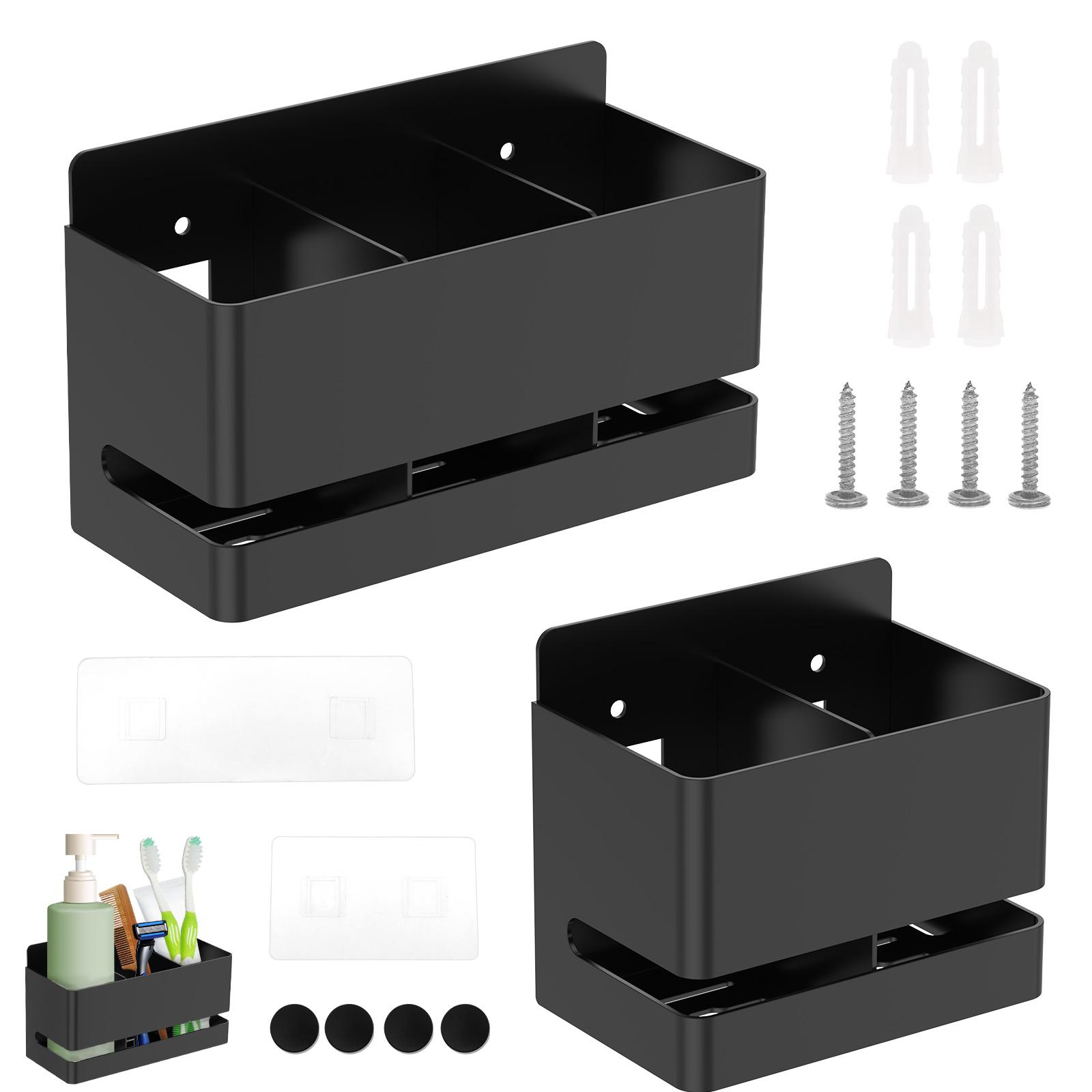 

2 Pcs Toothbrush Holder Bathroom Toothpaste Cup Electric Toothbrush Storage Rack Comb Aluminum Wall Mount Holder