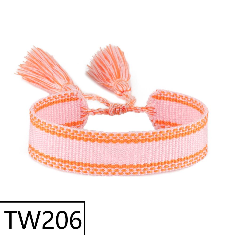 Customizable Handmade Bohemian Tassel Bracelet with Embroidered Logo - European & American Ethnic Friendship Style