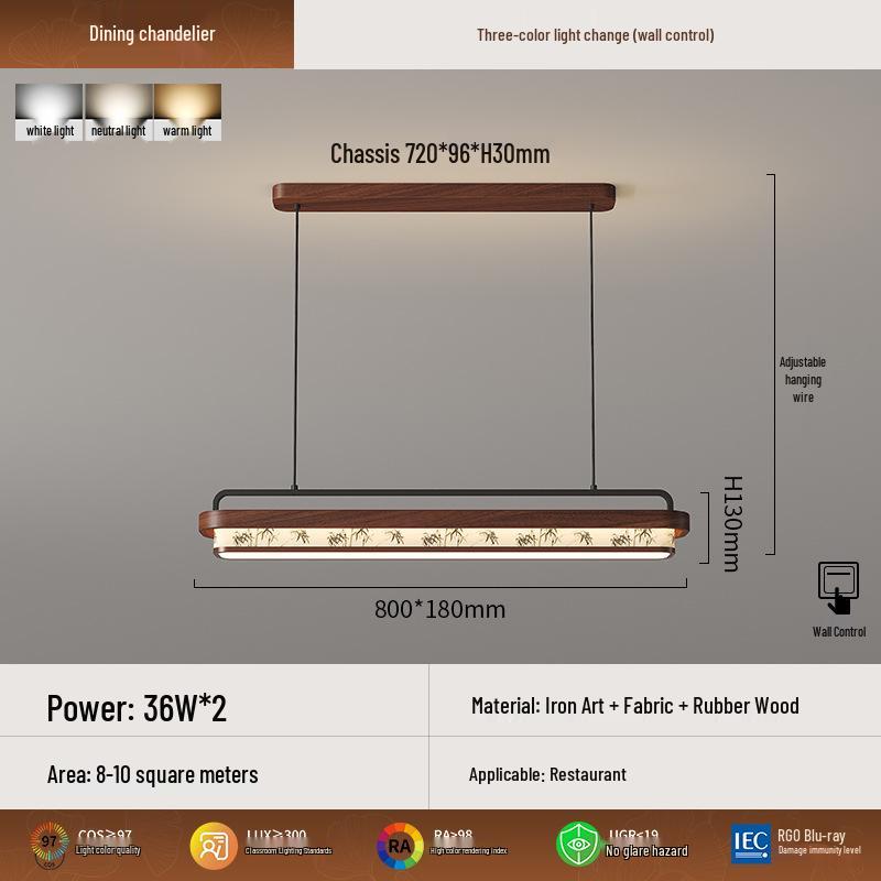 Song Dynasty Zen Chandelier: Retro Fabric, Rectangular Dining Room & Tea Room Light