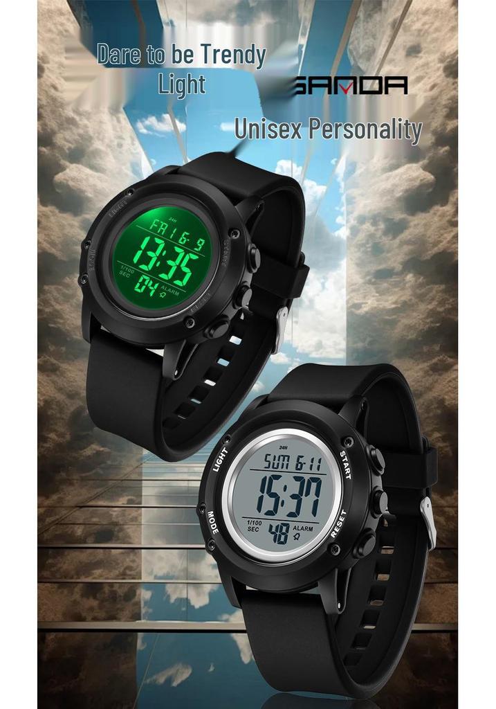 Sanda Wasserdichte Leuchtende Sport-Armbanduhr für Herren - Einfache Multifunktionale Elektronische Uhr