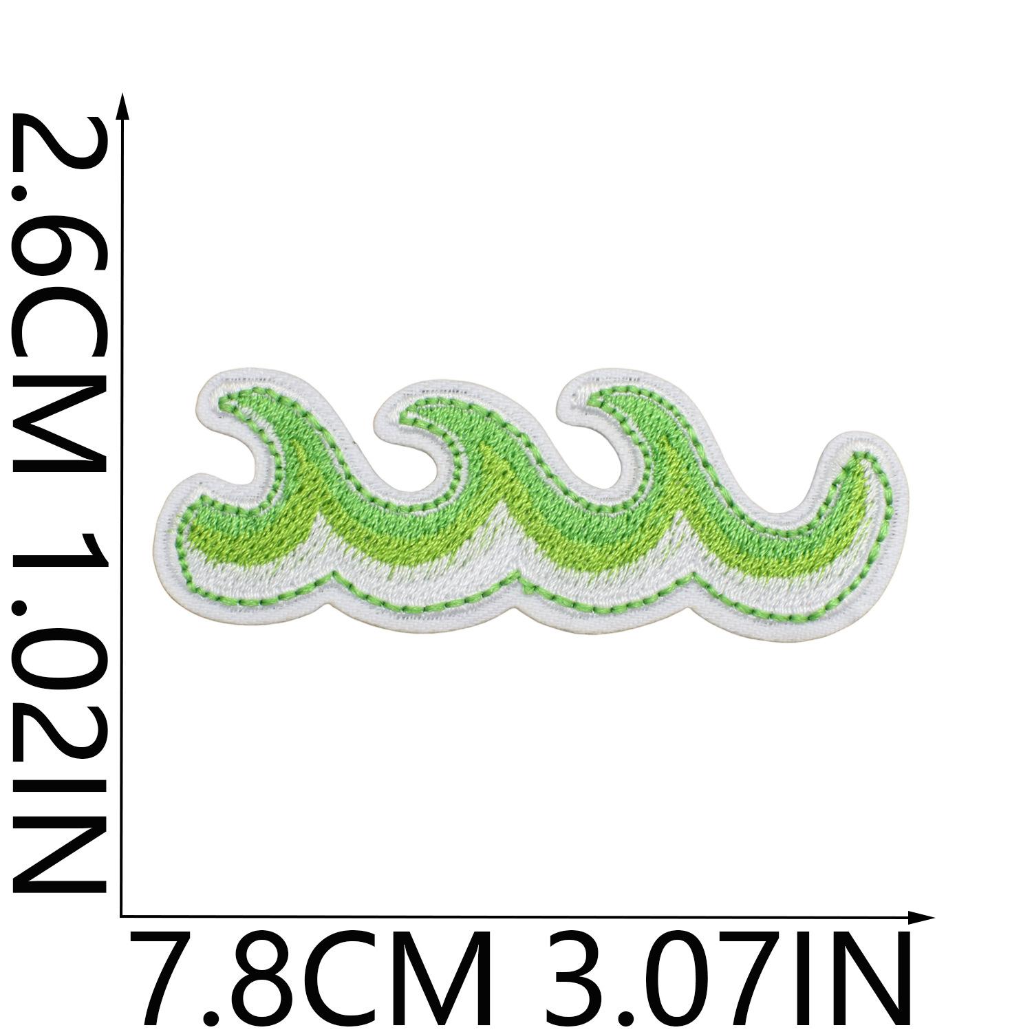 Ironing Green Wave Embroidery Cloth Sticker Bag Decoration Wave Patch Sticker Sea Wave Computer Embroidery Stamp Sticker 1_3 pieces