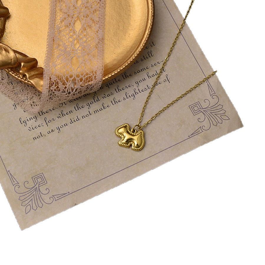 18K Gold Stainless Steel Puppy Necklace - Cute & Exquisite Women's Clavicle Chain, Non-Fading.