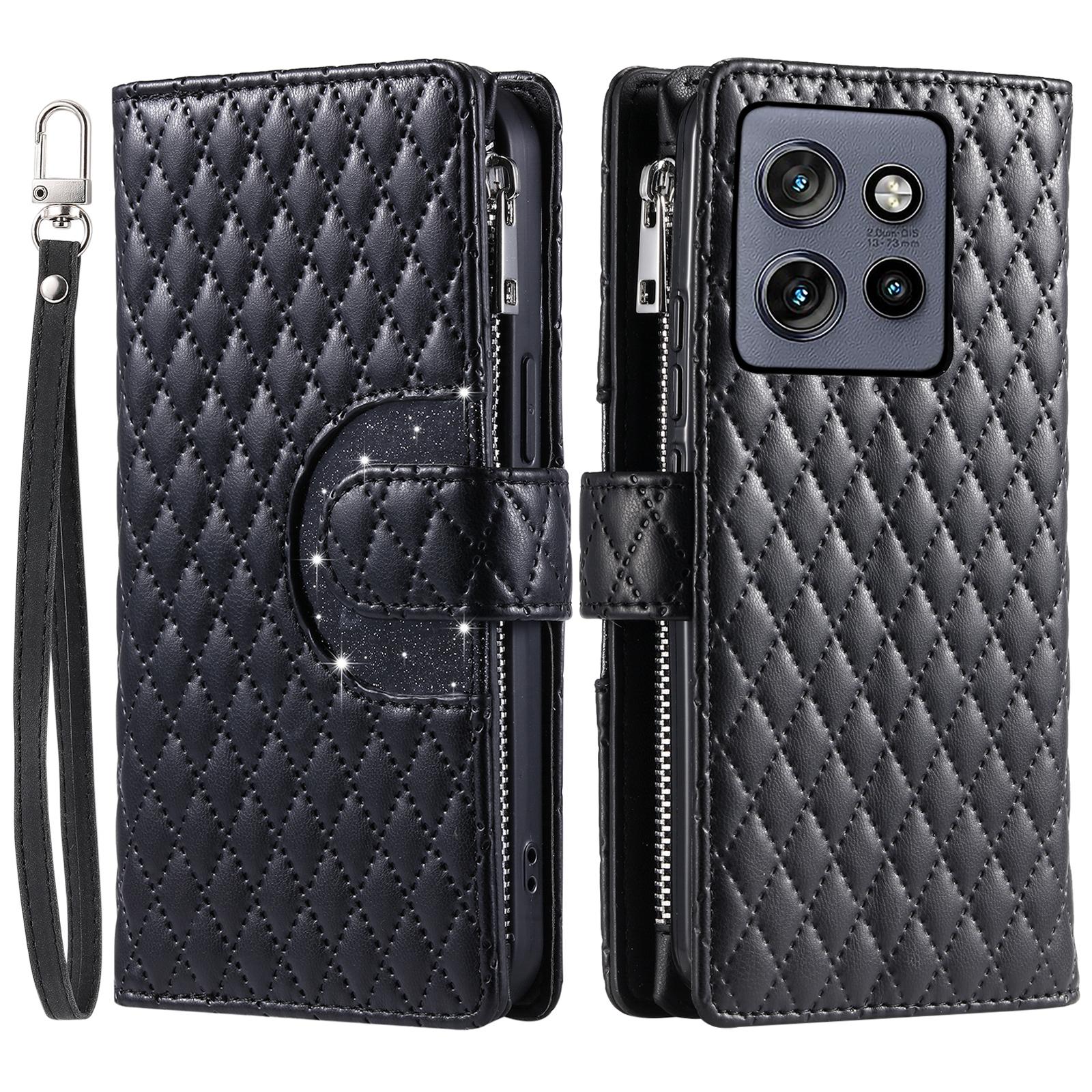 

Style 012 for Motorola Edge 50 Neo 5G/Moto S50 5G/Thinkphone 25 5G Case Zipper Pocket Glitter Leather Phone Cover A