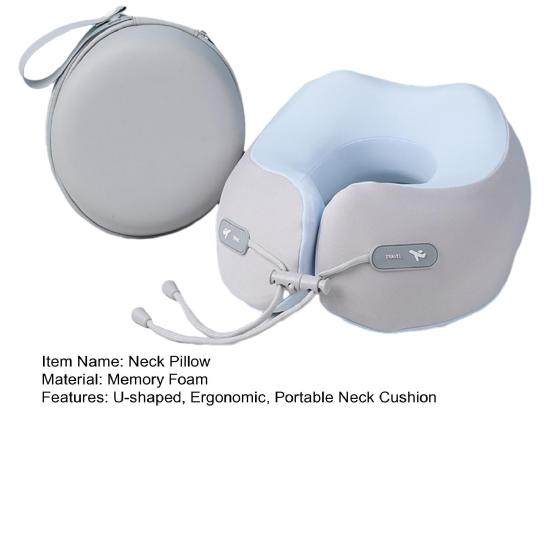 Memory Foam Neck Pillow Portable Ergonomic Neck Cushion Soft U-Shaped Support Pillow for Neck Fatigue Relief Travel Flights Office