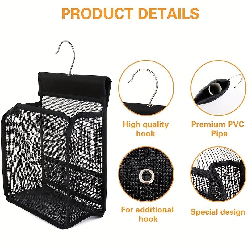 1PC Lightweight Black Mesh Shower Storage Rack with Hook - No Punching Self-Adhesive Storage Solution