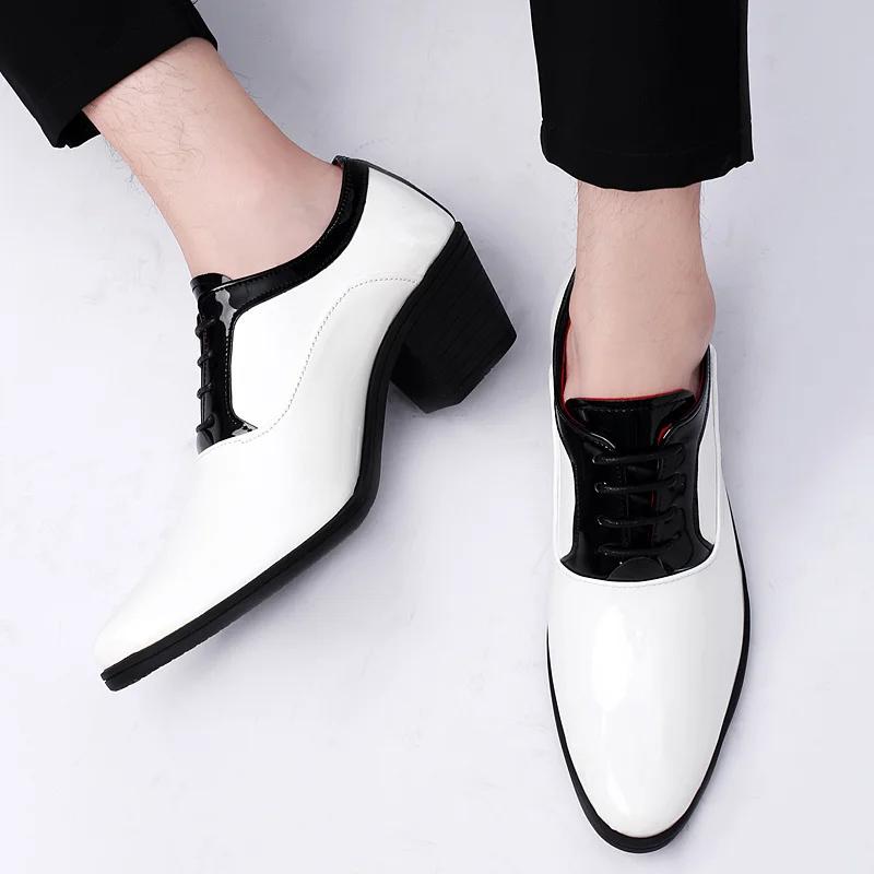 Zapatos de Vestir Clásicos con Purpurina de Cuero para Hombre 2024 Zapatos de Moda Rojos Espejo de Lujo Zapatos de Tacón para Aumentar la Altura para Hombre Calzado para Hombre