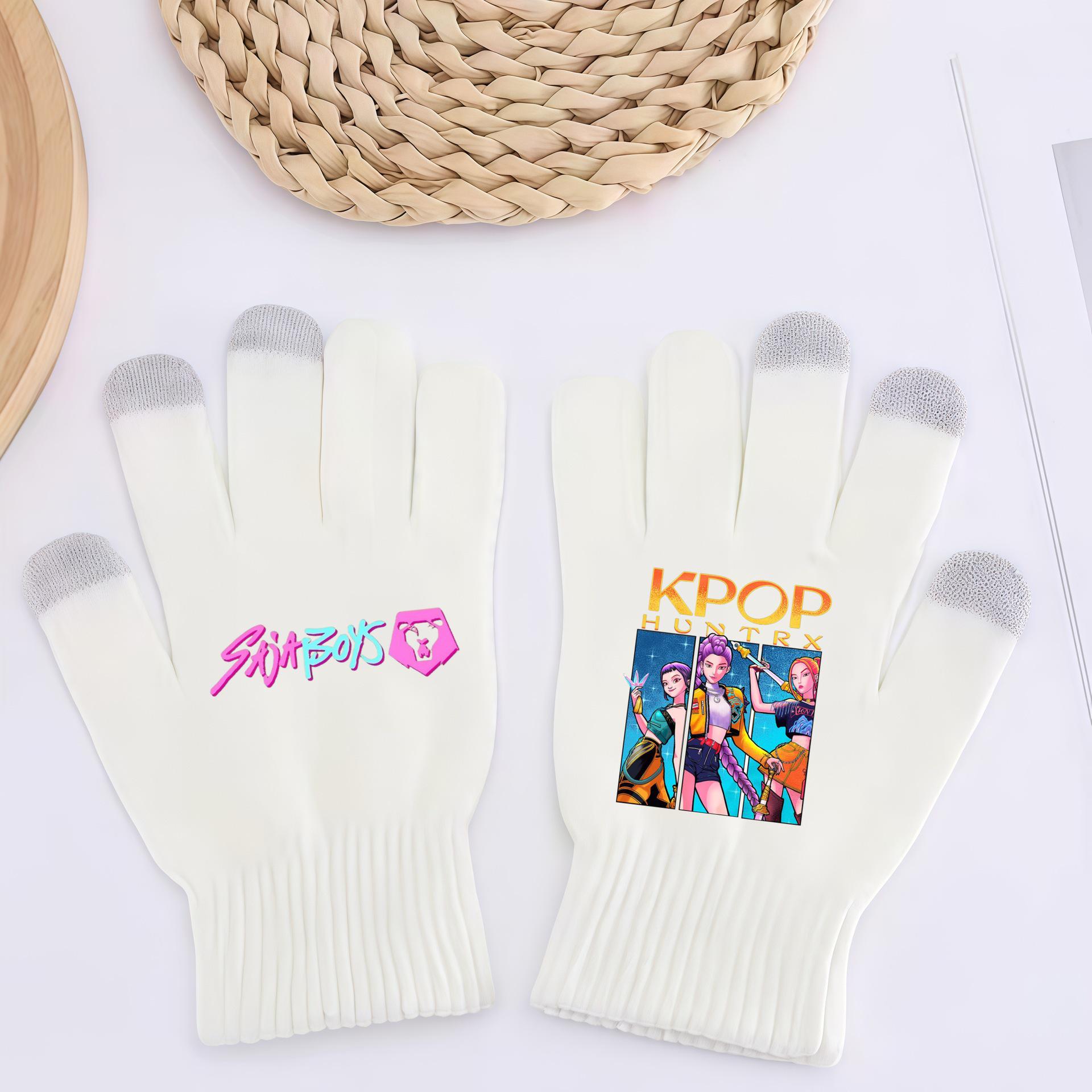 K-pop Demon Slayer Witch Group Knit & Fluffy Hat Set with Gloves - Warm and Stylish for 2025