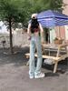 2024 Light Wash High Waist Women's Drapey Wide Leg Jeans