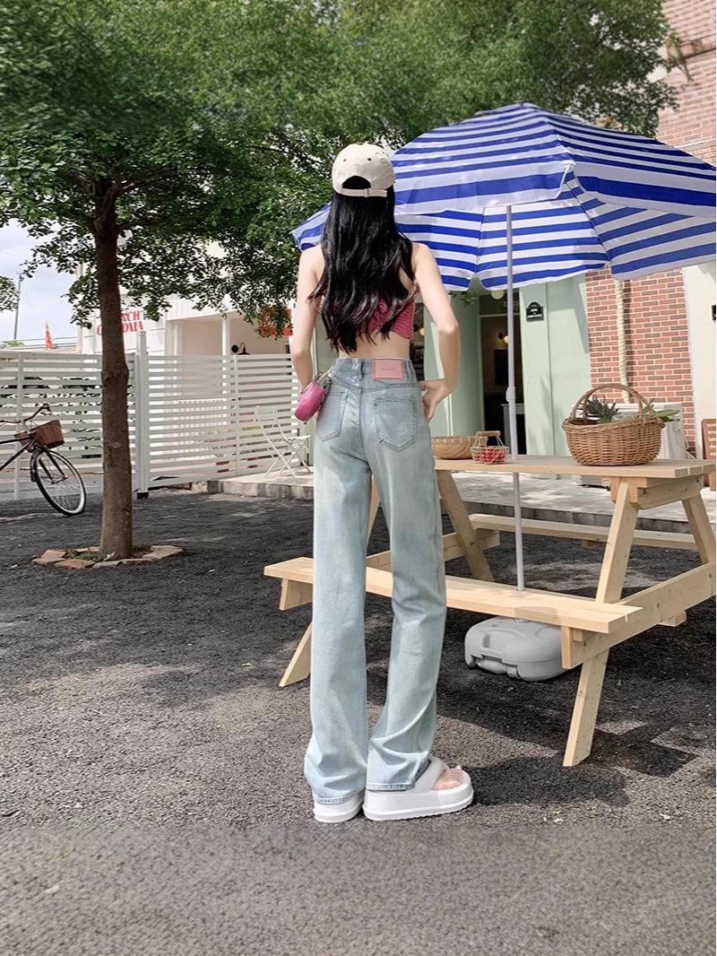 

2024 Light Wash High Waist Women s Drapey Wide Leg Jeans L