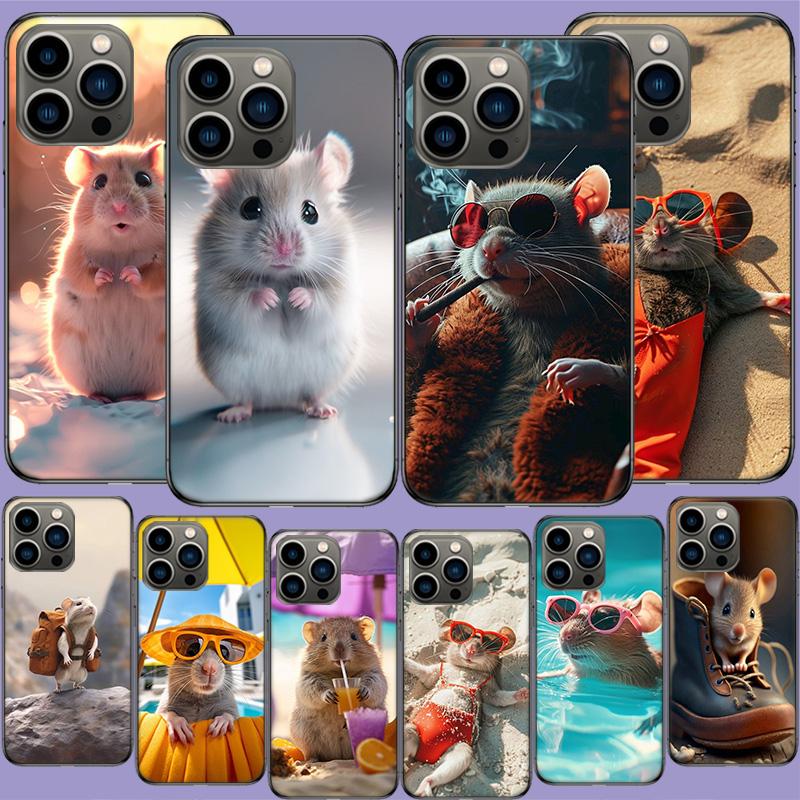 Cute Hamster Phone Case For Iphone 17 Air 15 Pro 14 Plus 16 Pro Max 12 13 Mini 11 16E X XS Cover Cute Fundas