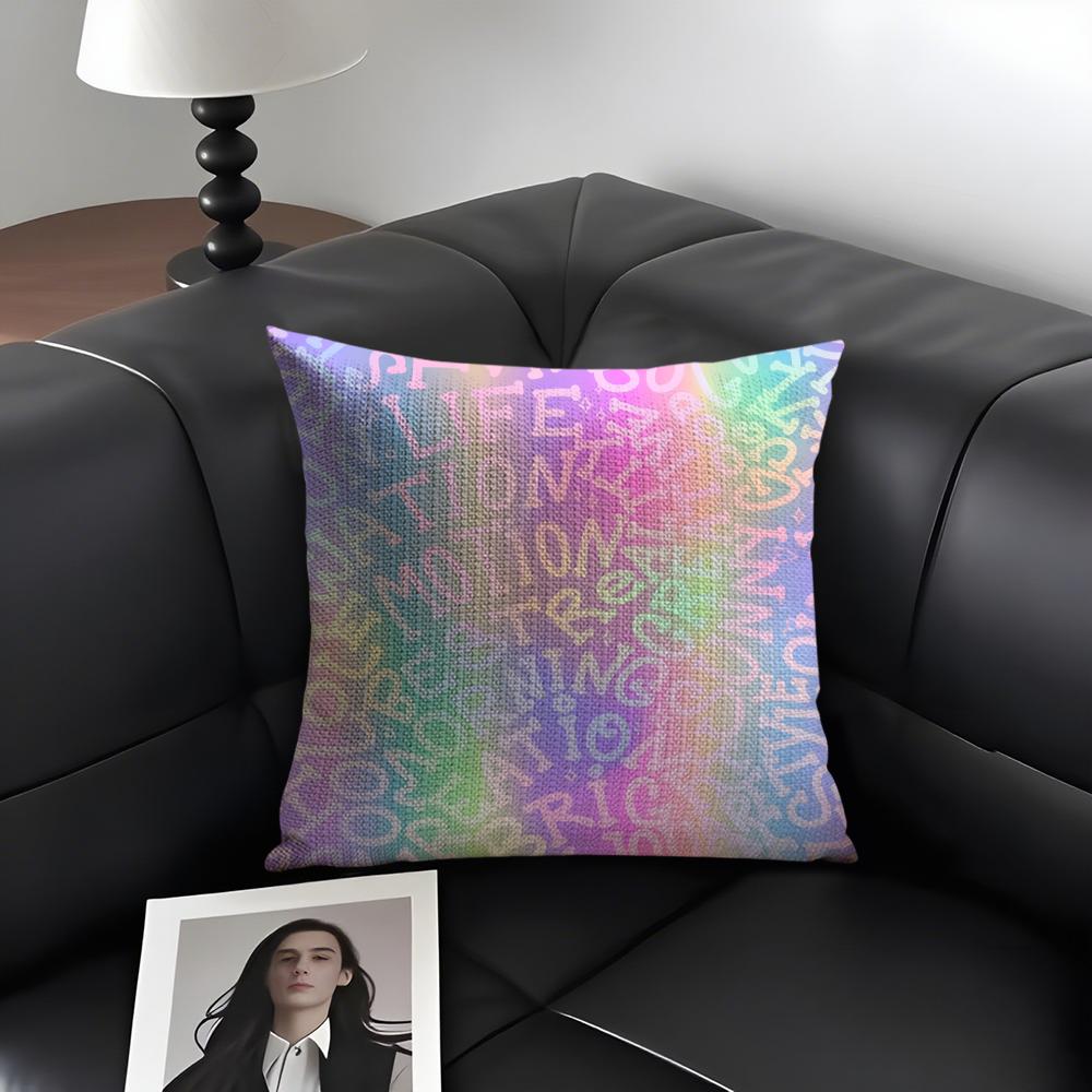 English Letters Fashion Cushion Cover Natural Linen Organic Fabric Double-Sided Printing Sofa Home Decor Gift Pillow Case