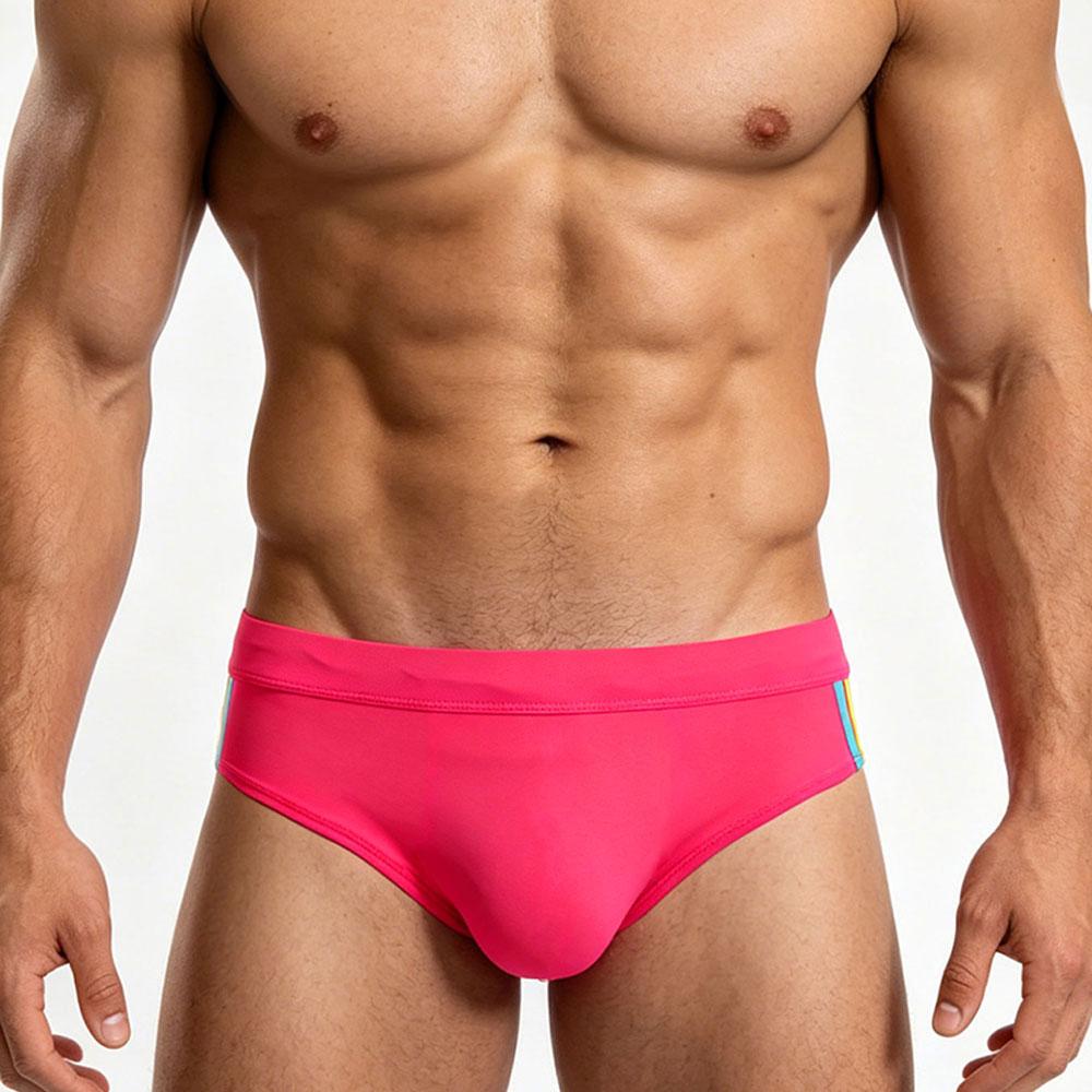 Heren Nylon Mesh Zwembroek Sneldrogend Elastische Contour Pouch Sexy Kleurblok Zwemkleding Voor Zomer Strand Zwembadfeest