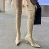 Fashion Eilyken Thigh High Boots Over The Knee Elastic Stretch Boots Women Sexy Pointed Toe Low Heels Sock Botas Mujer