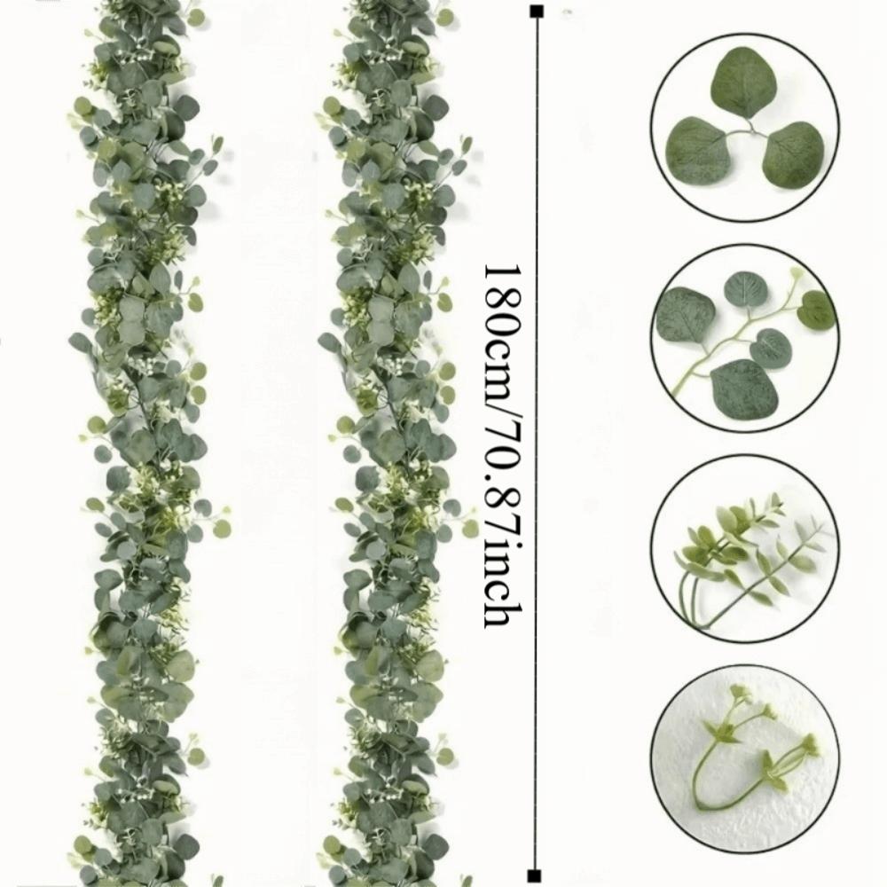 Realistic Fake Eucalyptus Vine Wall Hanging Greenery Garland Eucalyptus Leaves Vine Archway White Flowers Simulation Plant
