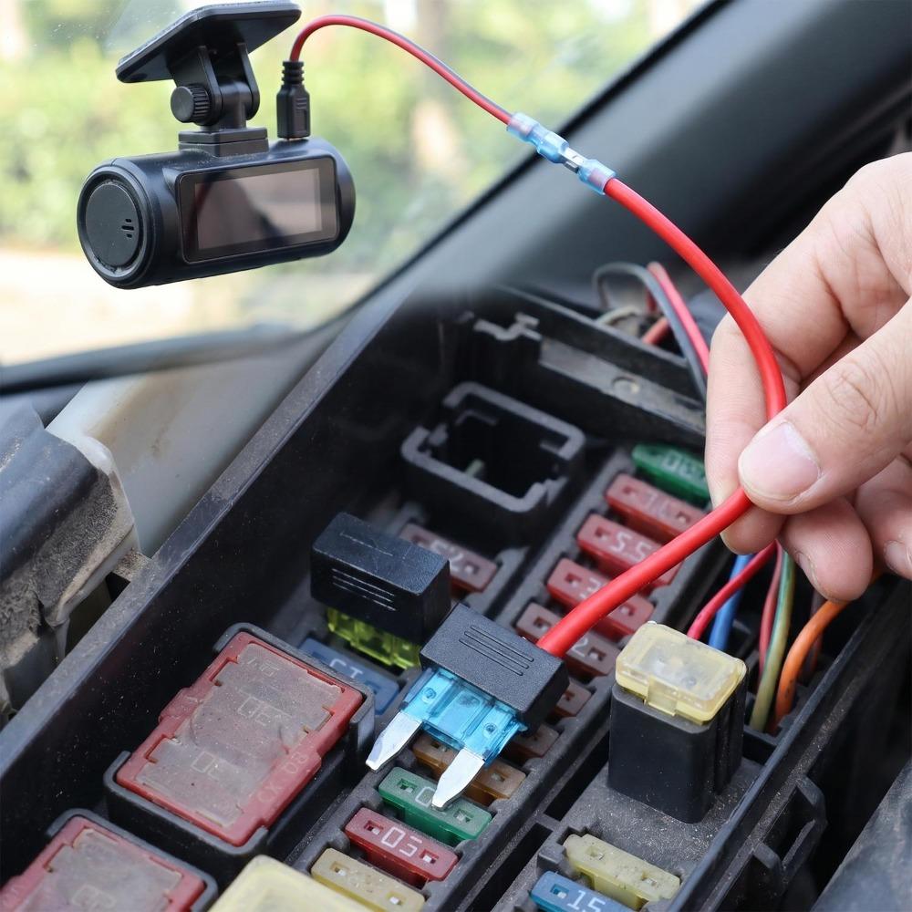 Car Small Fuse Box Power Tap Adapter Piggyback Plug and Play Copper 10A 15A 20A for SUV Truck Ambient Light Dash Cam No Cut Wire
