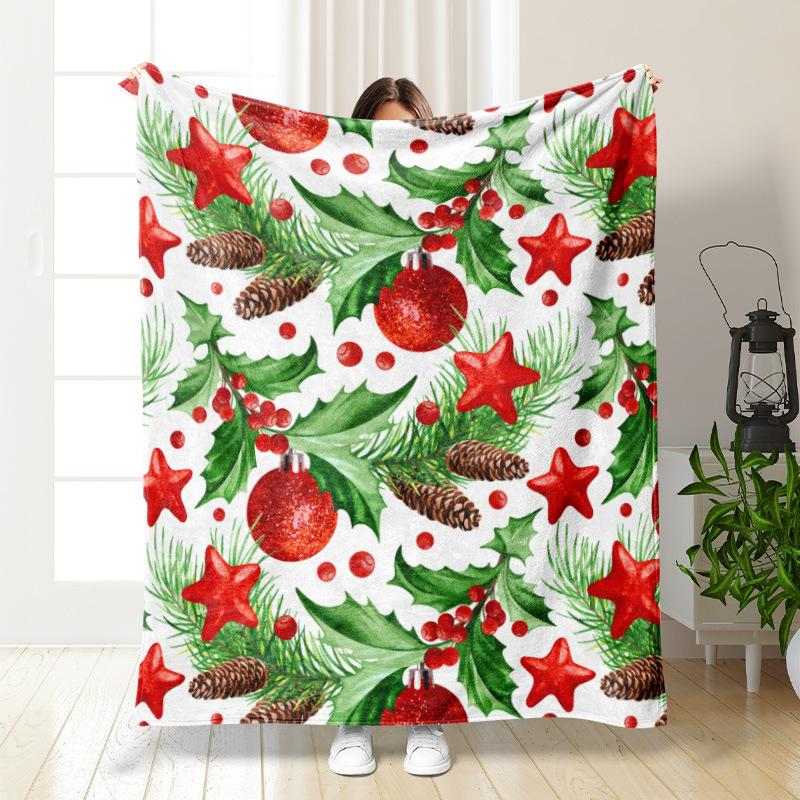 3D Christmas Elk Theme Flannel Throw Blanket Soft Lightweight Warm for Living Room Bedroom Bed Sofa Couch Kids Adults Gifts