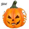 Artificial Pumpkin Decor Spooky Lighted Figurine Halloween Engraved Light-Up Resin Autumn Harvest Party Supplies Statue for Tabletop Indoor