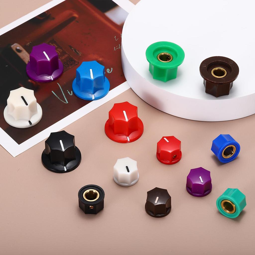 uxcell Guitar Effects Pedal Knob Set Plastic Brass Volume Control Knobs for Electric Purple Color (5/8" & 13/32") + Guitars/Basses,
