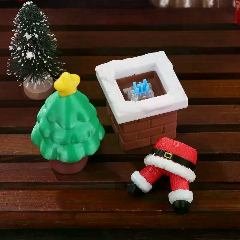 3D Printed Christmas Holiday Decoration Desktop Doll Santa Claus Falling Chimney Cute And Fun Relax Toy Pressed Ornament Clicker