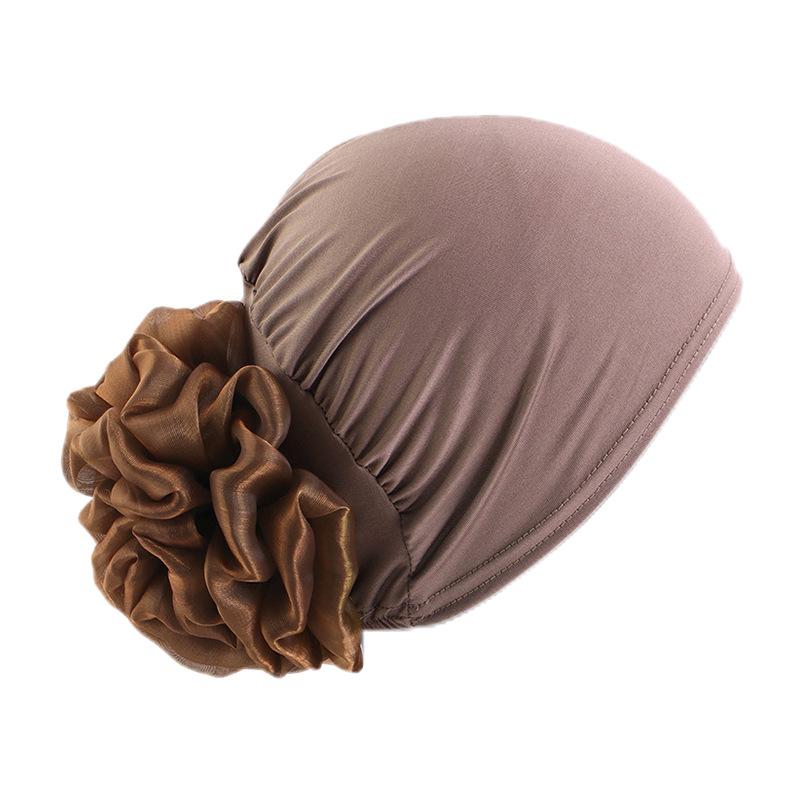 Women Elastic Turban Cap Flower Headscarf Muslim Hijab Undercap Bonnet Hair Loss Cover Chemo Cap Islamic Head Wrap Beanie
