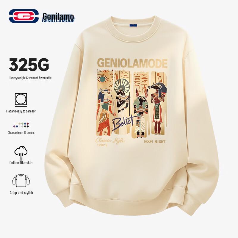 

GENIOLAMODE Men s Retro Loose Fit Crew Neck Sweatshirt 3XL