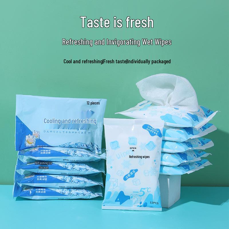 Mint Anti-Drowsiness Cooling Wet Wipes - Refreshing & Skin-Friendly Antiperspirant Wipes for Driving