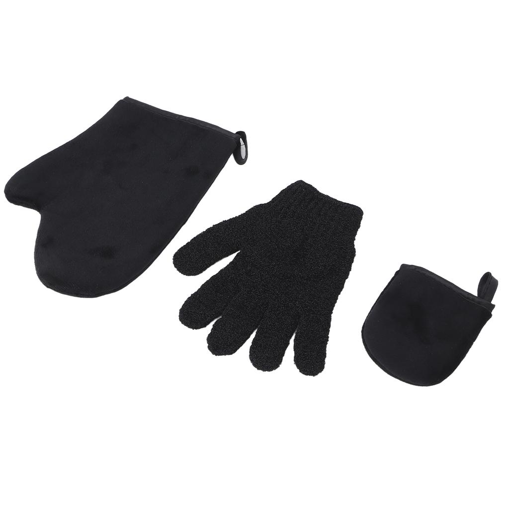 3pcs Self Tanning Mitts Applicator Kit Self Tanner Back Lotion Applicator Mitten with Exfoliating