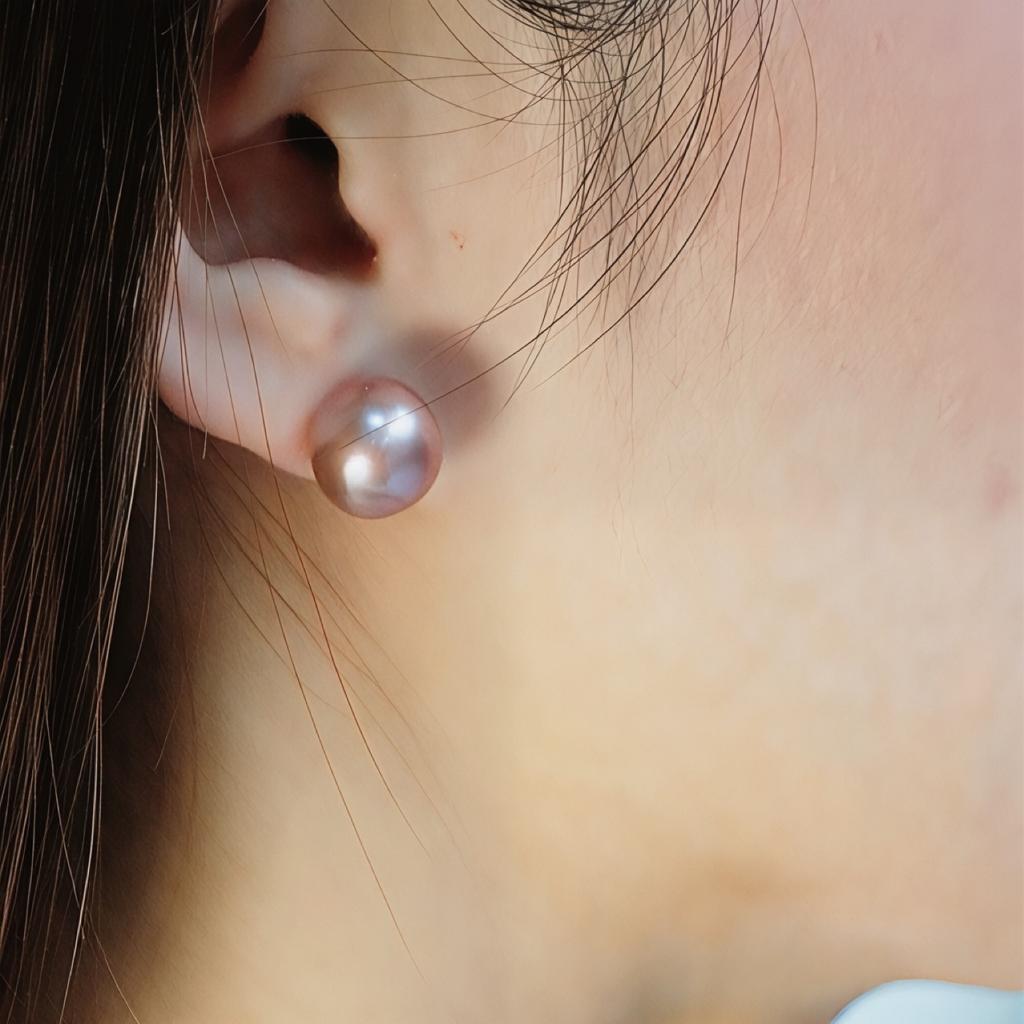 Winter colorful purple pearl plain stud earrings ball earrings niche design gentle stud earrings women's high-end earrings