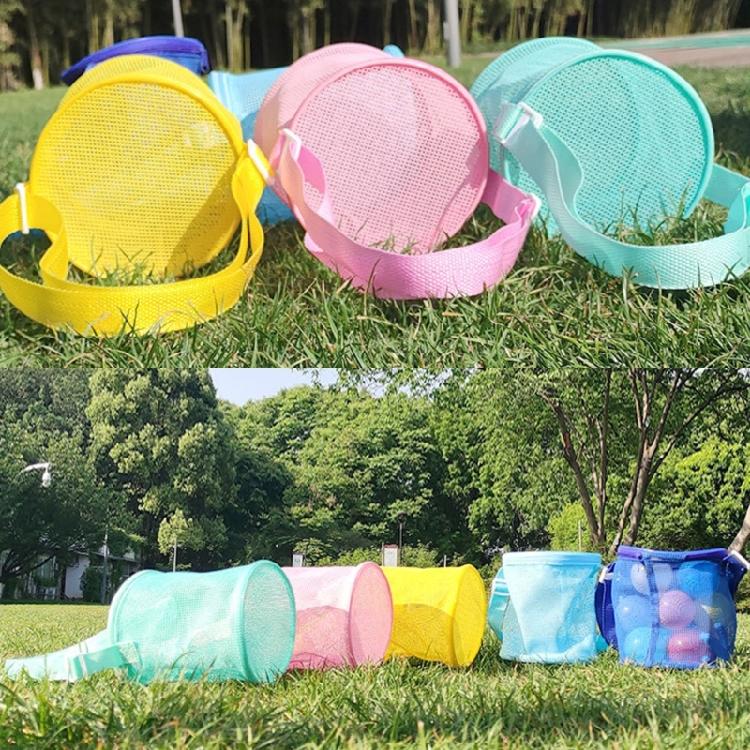 Reusable Kids Beach Play Shoulder Bag Zippered Mesh Storage Bag with Adjustable Strap For Seashells Hunting Sand Game