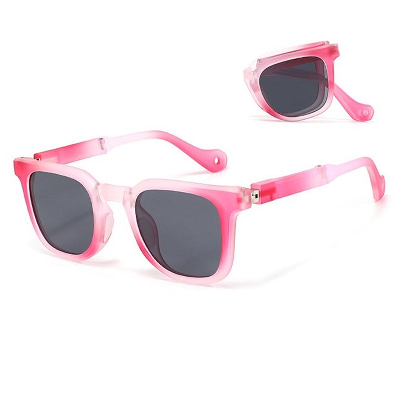 Trendy Foldable Kids Polarized Sunglasses Lightweight Flexible TR Frame Compact Folding Easy Carry Children s Sun Shades красный