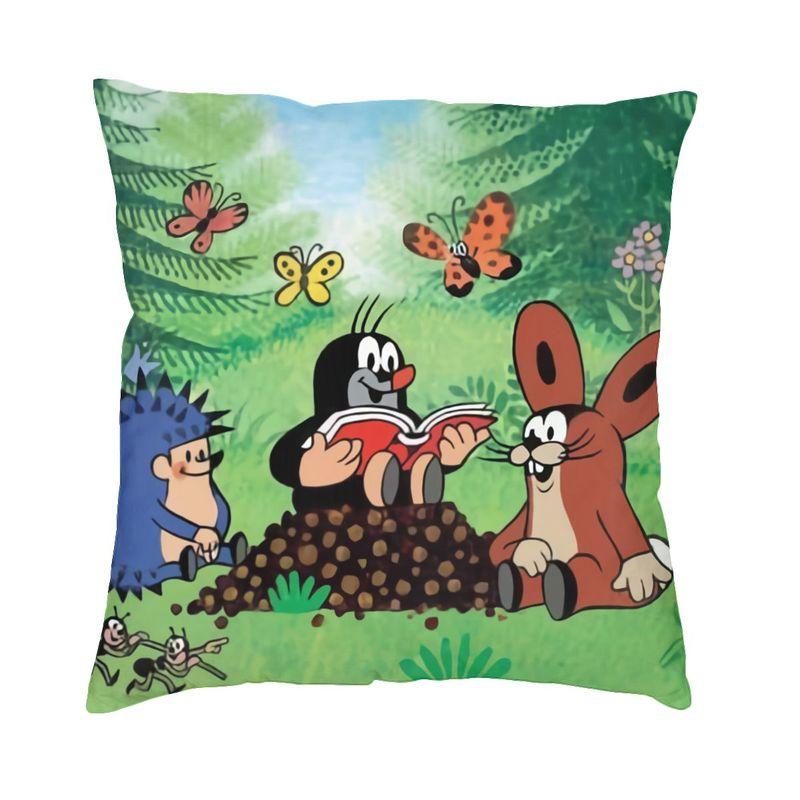 Federa Cuscino Cartoon Krtek Little Maulwurf Stampa Double Side Cuscino da Pavimento Talpa Divertente per Auto Federa Fresca Decorazione Casa