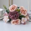 Artificial Flowers, Rose, Chrysanthemum, Silk Bridal Bouquet, Wedding, Outdoor Bow, Festival, Vase for Home Room, Table, DIY Gift Decoration
