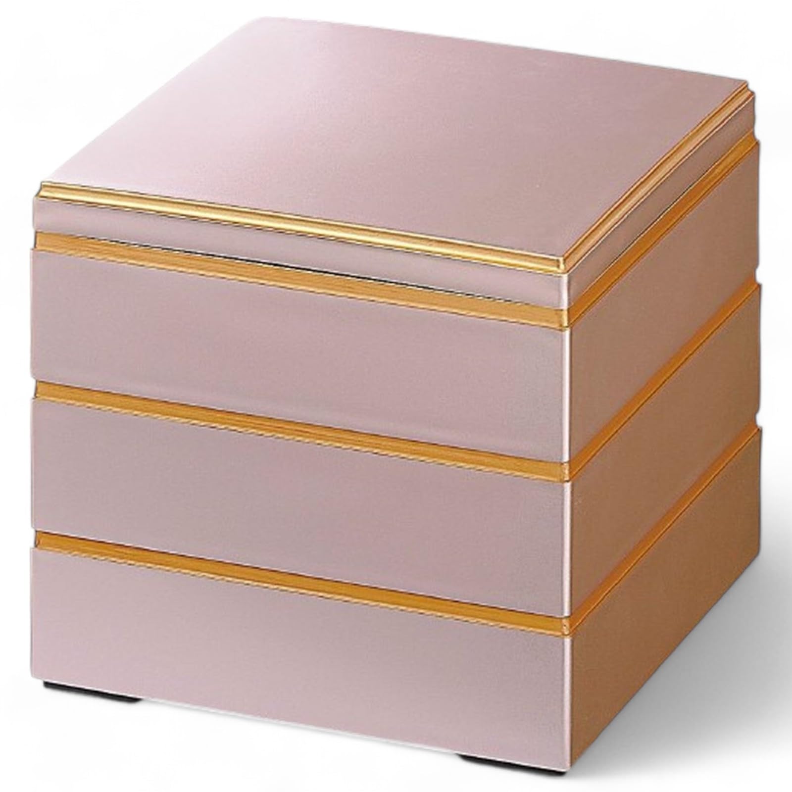 J-kitchens Лакированный 3-ярусный ящик Jubako 65 дюйма Saikakugura Розовый жемчуг с золотой каймой 19 см Смола Сделано в Японии 9070₽