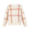 Women's Winter Plaid Color Block Pullover Sweater with Round Neck - Versatile Knit Top