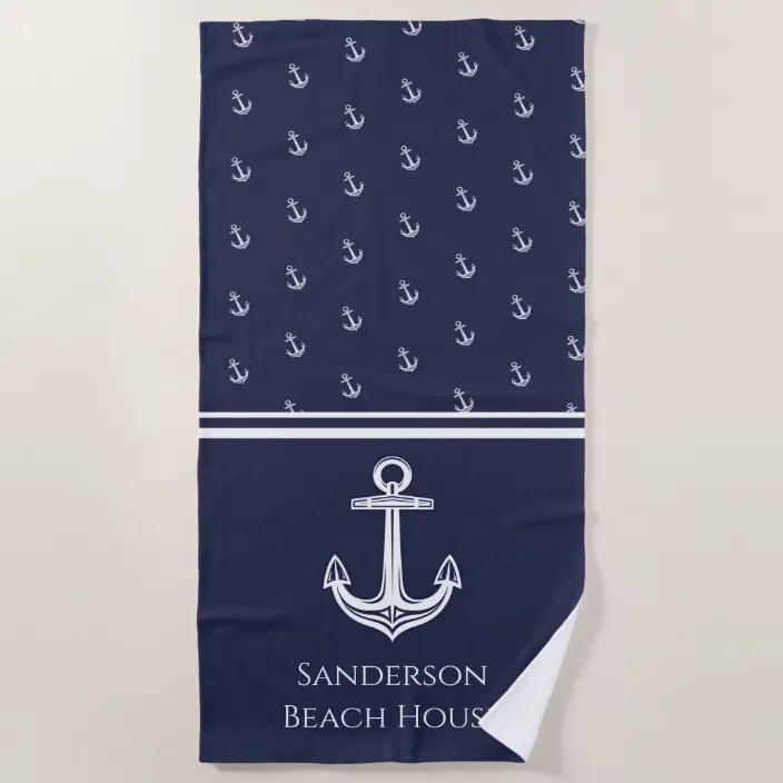 

Белое темно-синее банное полотенце лодка декоративный якорь пляжное полотенце полотенце для ванной комнаты микрофибра большое полотенце настраиваемое 70X140см 50x100cm