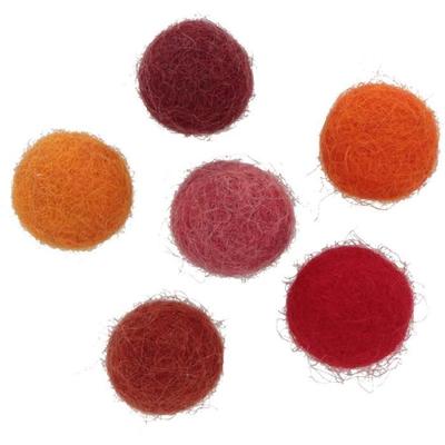 Pompons de lã feltrada - Vermelho/Laranja - 1,5 cm - 30 peças