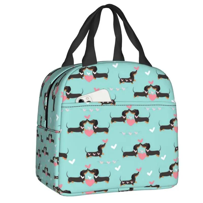 Sausage Dog Lovers Insulated Lunch Bag for Camping Travel Dachshund Waterproof Cooler Thermal Bento Box Women Children