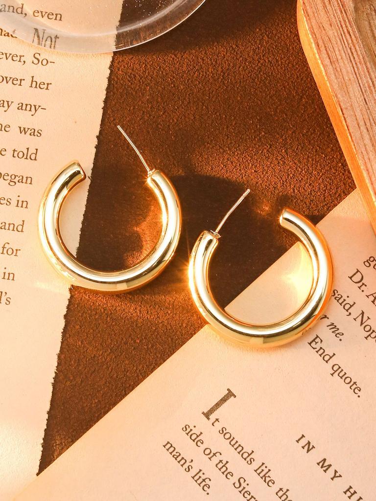 Classic Trendy Gold Color Irregular Acrylic C-shaped Pentagon Flower Stud Earrings for Women Korean Charm Jewelry Accessory Gift